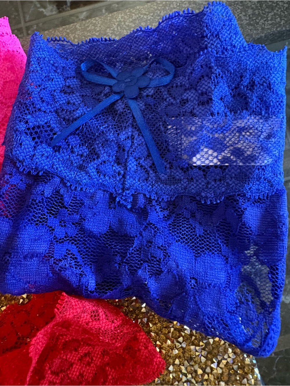 Lace NWT Thong Panties– Red Lace + 4 colors(5 packs)with Decorative Bow - Picture 10 of 14